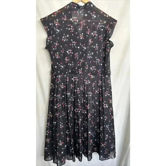 Vintage Queens Row Sheer Dress Fit Flare Punk Secretary Pleated Black Size M/L - Picture 2 of 11